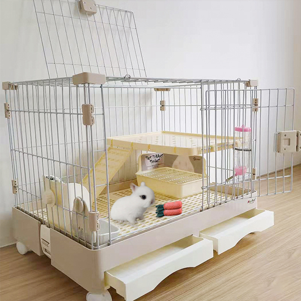 Rabbit cage household Drawer type automatic Defecation Extra large Rabbit nest Dutch pig cage double-deck villa Pets Rabbit cage