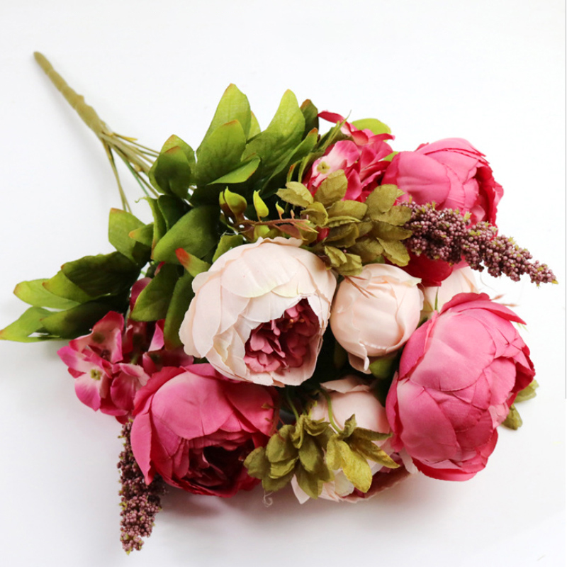 13 head European style Core cladding peony High simulation a big amount of Bouquet artificial flower artificial flower wedding Home Furnishing a living room decorate Ornaments