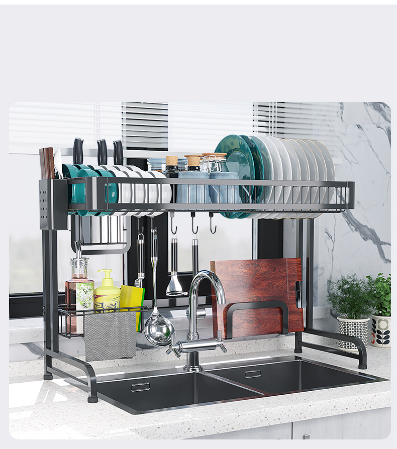 kitchen stainless steel water tank Shelf Dish rack tool carrier Drain rack household kitchen Storage rack bowls and chopsticks Water filter rack
