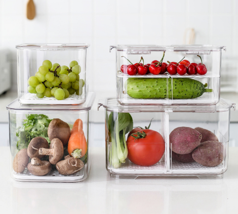 Refrigerator special-purpose storage box Fresh box household food Vegetables Fruits Storage box Grid With drainage Storage artifact