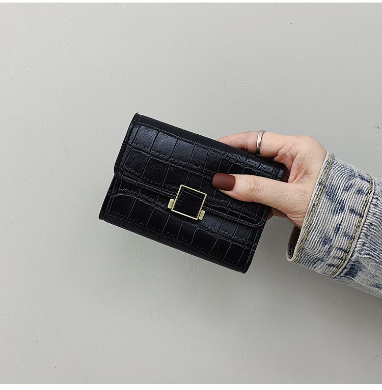 Small wallet female have cash less than that is registered in the accounts Korean version 2021 new pattern fashion Crocodile pattern Embossing Buckles coin purse Triple fold Card bag tide