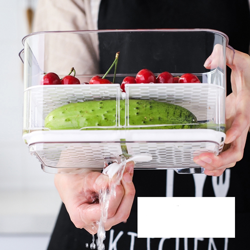 Refrigerator special-purpose storage box Fresh box household food Vegetables Fruits Storage box Grid With drainage Storage artifact