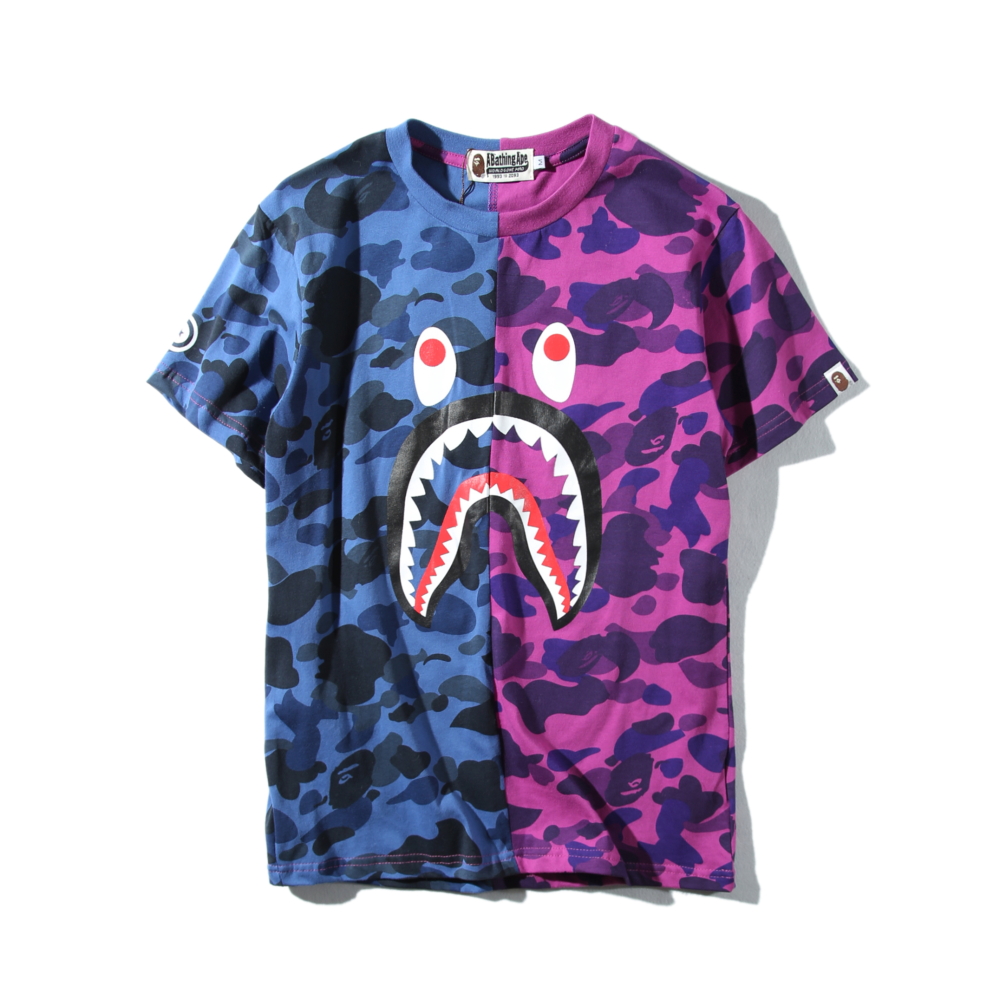 bape half blue half purple shirt
