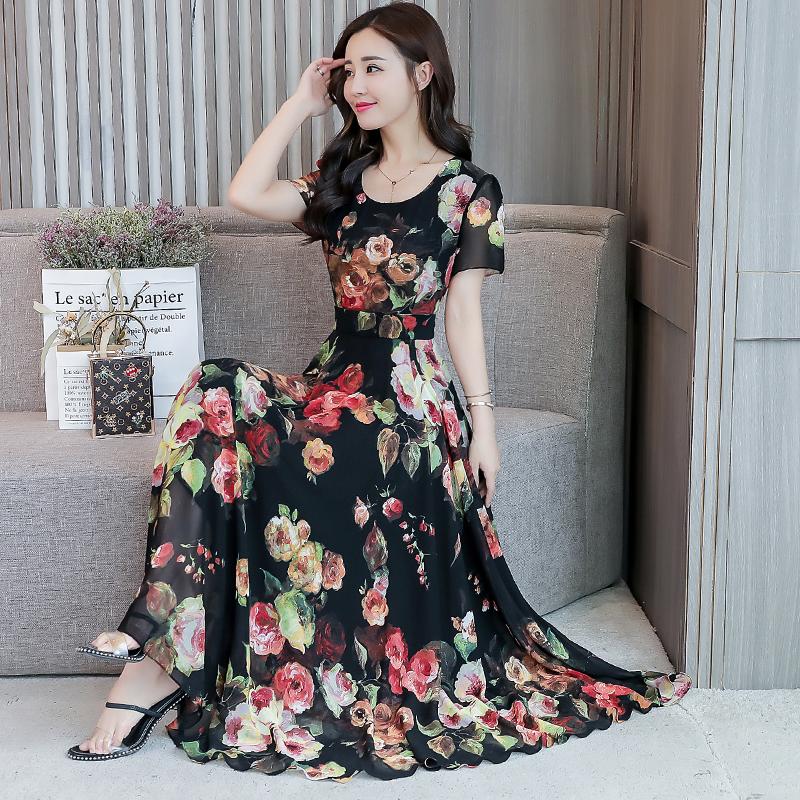 Buy Hua Ge Di Qing 2019 New Fresh Printed Chiffon Dresses Female Temperament Slim Beach Dresses On Ezbuy Sg ezbuy