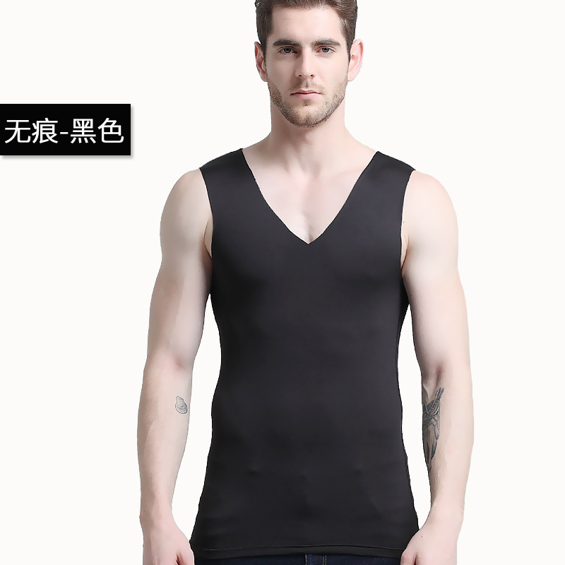 Buy V-neck Thermal vest solid color Bottom men's non-marking slim fit ...