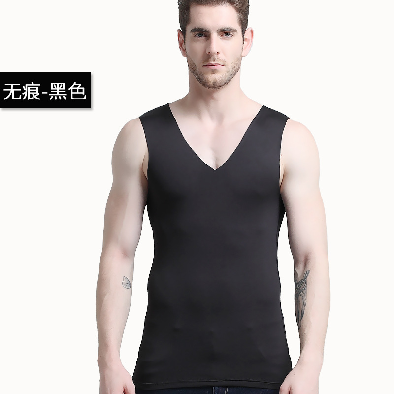 Buy Vneck Thermal vest solid color Bottom men's nonmarking slim fit