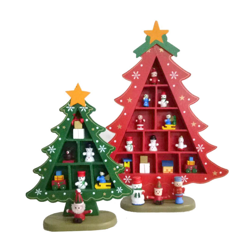 Buy Factory direct Christmas decorations wooden Christmas tree plaid ...