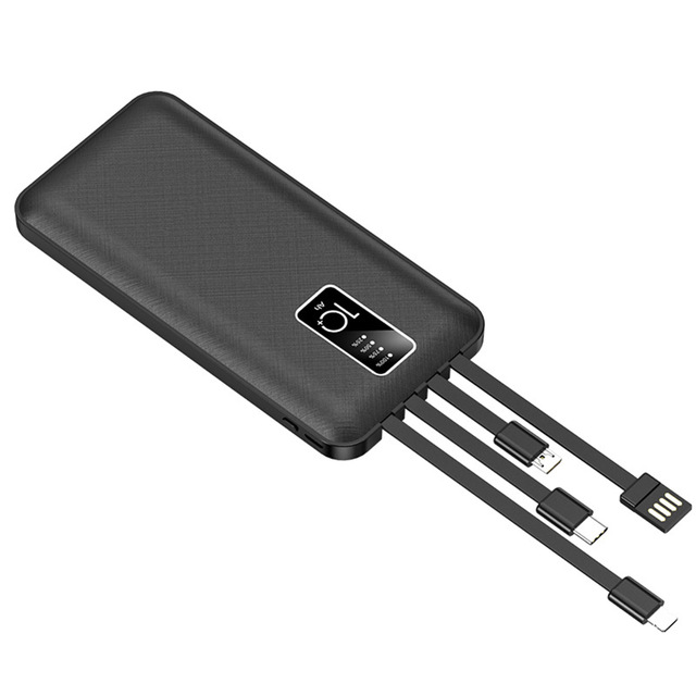 Buy Power Bank 10000mah Built-in 4 Cables Full Screen Powerbank Fast ...