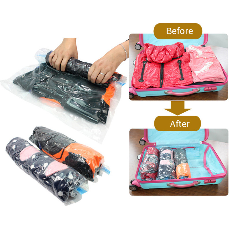 Buy 1pc Vacuum Compressed Bag Transparent Travel Pouch Seal Bags Space