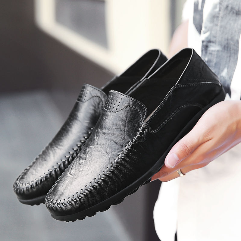 Real Cowhide Casual Leather Shoes Soft Sole Non-slip Cover Middle-aged and Elderly Dad Shoes Spring and Autumn Breathable Business Men's Shoes