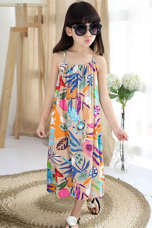 Buy Beach Dress for Girls Sleeveless Dresses Fashion Kid Print Clothing
