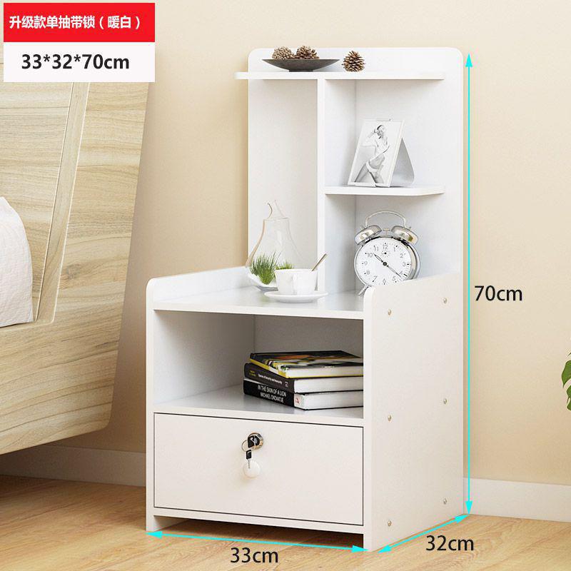 Buy Bedside table with lock hotel small bookshelf Nordic wind beige