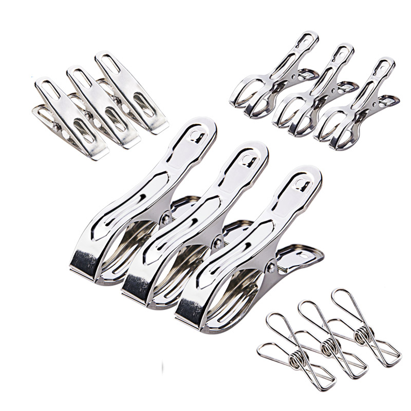 Buy Anti-sliding stainless steel clothespin clothes clip powerful large ...