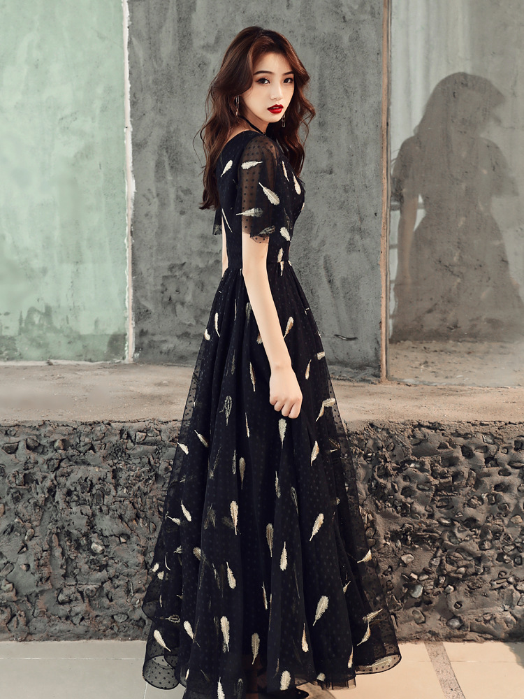 Buy Black Evening Dress Dress Schoolgirl Fairy Banquet Long High