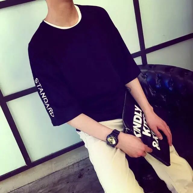 Buy In the summer of seven sleeve sleeve t-shirt men loose trend Korea ...