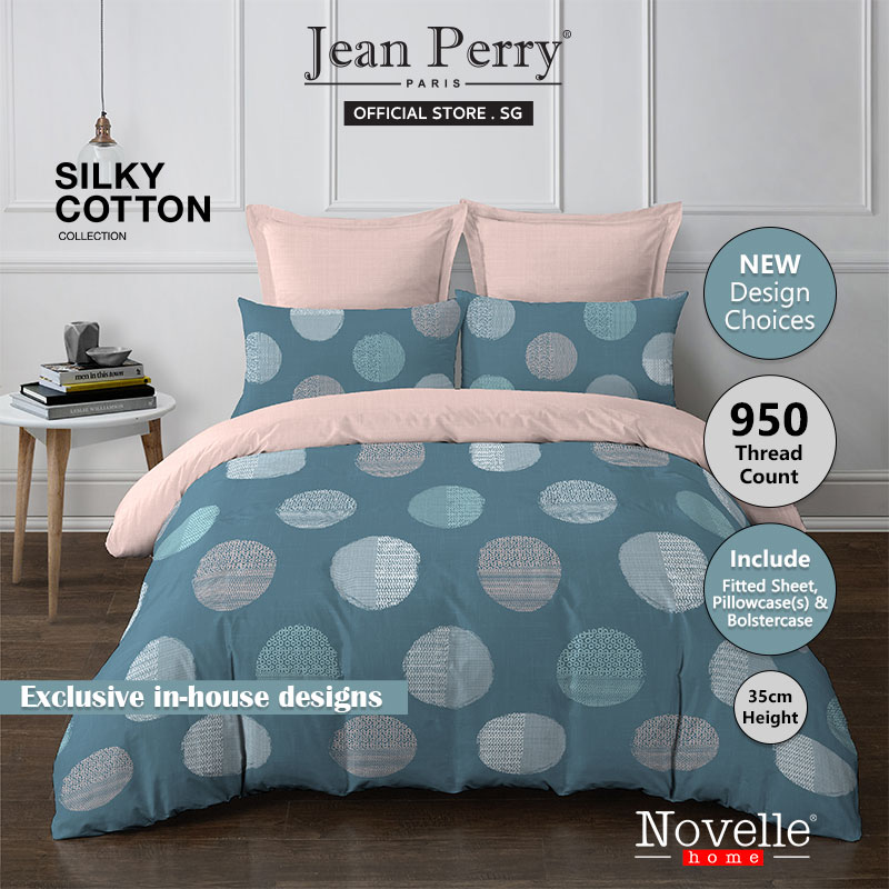 Buy Novell 950TC Silky Cotton Fitted Bedsheet Set/Bedsheet/Bed Cover 14Inch Deep Pocket