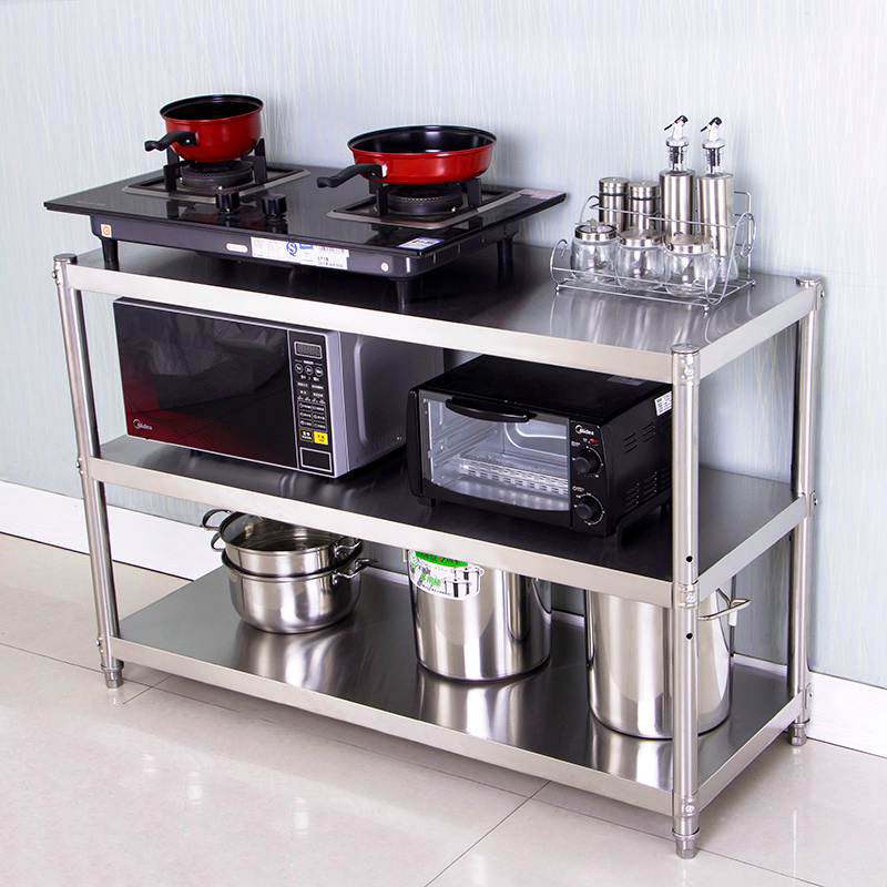 Buy Stainless steel Kitchen Shelf 3-layer microwave oven shelf storage ...