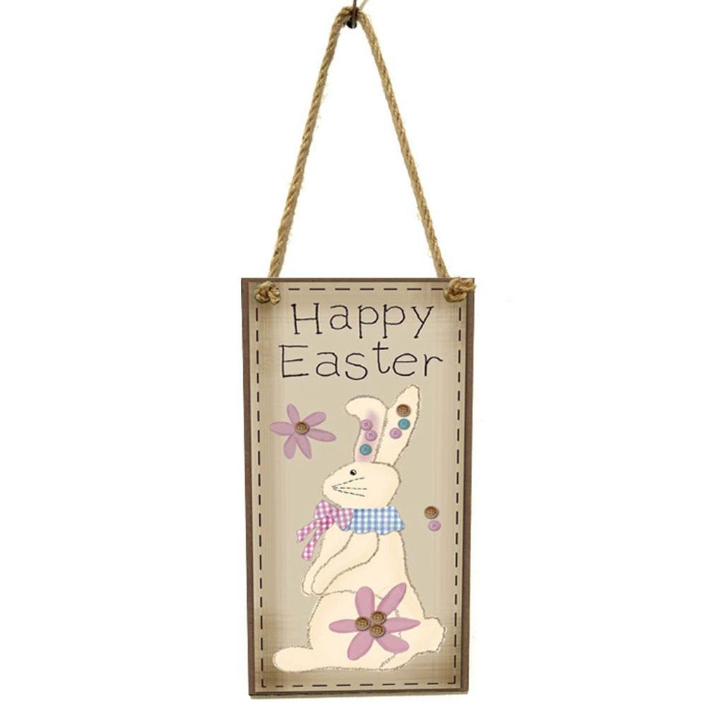 Buy Wooden Easter Pendant Happy Easter Decoration For Home Easter Bunny ...