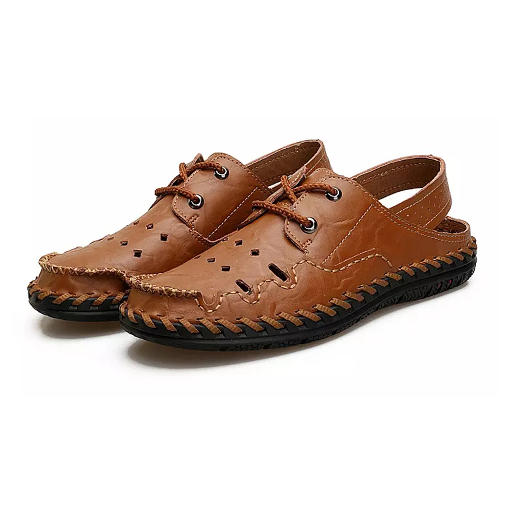 Buy Abomoo Handmade Man Sandals Leather Shoes Summer Men Beach Sandals ...