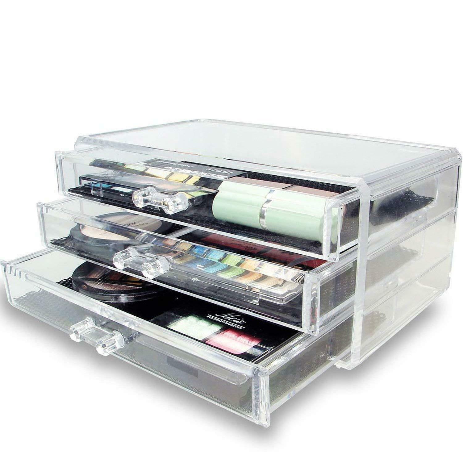 Buy Clear Acrylic Cosmetic Organiser with Drawers Makeup ...