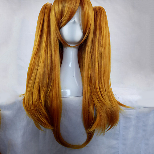 Buy woman 70cm long straight braided orange synthetic hair party wigs 2