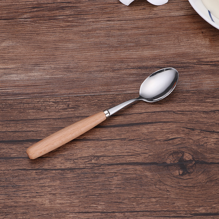Buy Japanese log wooden beech wooden handle stainless steel tableware