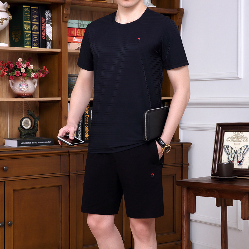 Buy Middle-aged and elderly suit men's ice silk t-shirt 2019 summer new ...