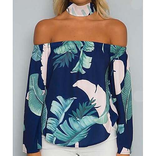 Buy Women's Holiday Blouse - Floral Tropical Leaf, Print Off Shoulder ...