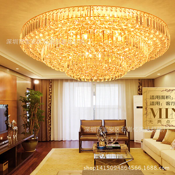 Buy Hotel Lobby Three Tier Cake Lamp Living Room Lamp Simple Suction Top Circular Crystal Lamp Gold Bedroom Led Lamps On Ezbuy Sg