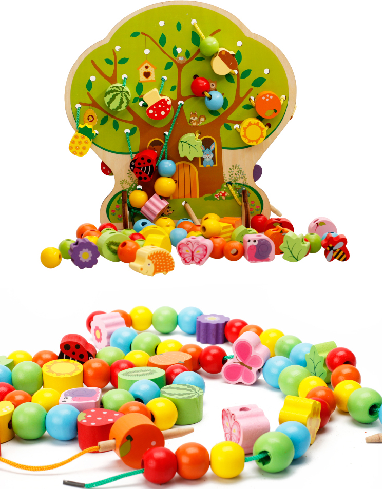 Buy Beads wooden toy baby infant early education children's wooden ...