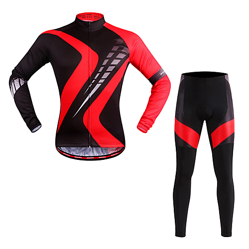 Buy WOSAWE Long Sleeve Cycling Jersey with Tights Red black Bike