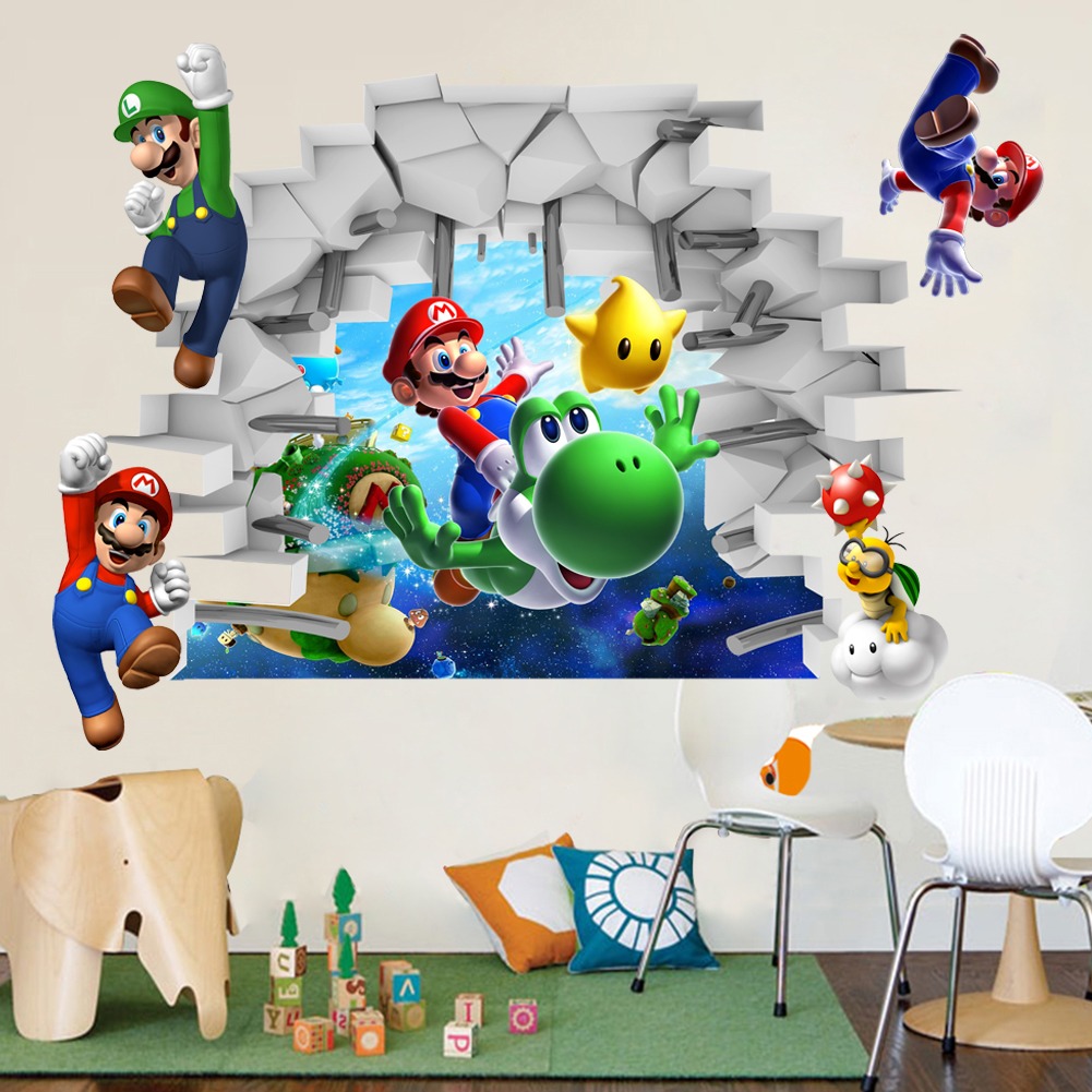 Buy Kids Games Super Mario Bros 3D View Art Wall Stickers ...