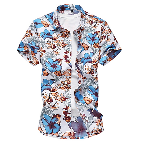 Buy Men's Shirt - Floral Blue XXXXL on ezbuy SG