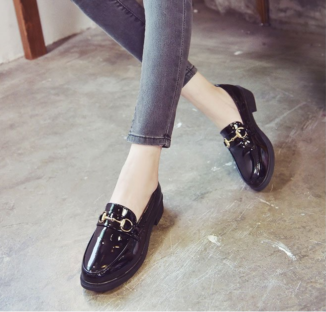 Buy ulzzang little Leather shoes korean style women bean shoe girls ...
