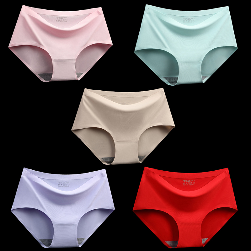 Buy 5 pack Seamless ice silk underwear panties women's thin and breathable plus size underpants