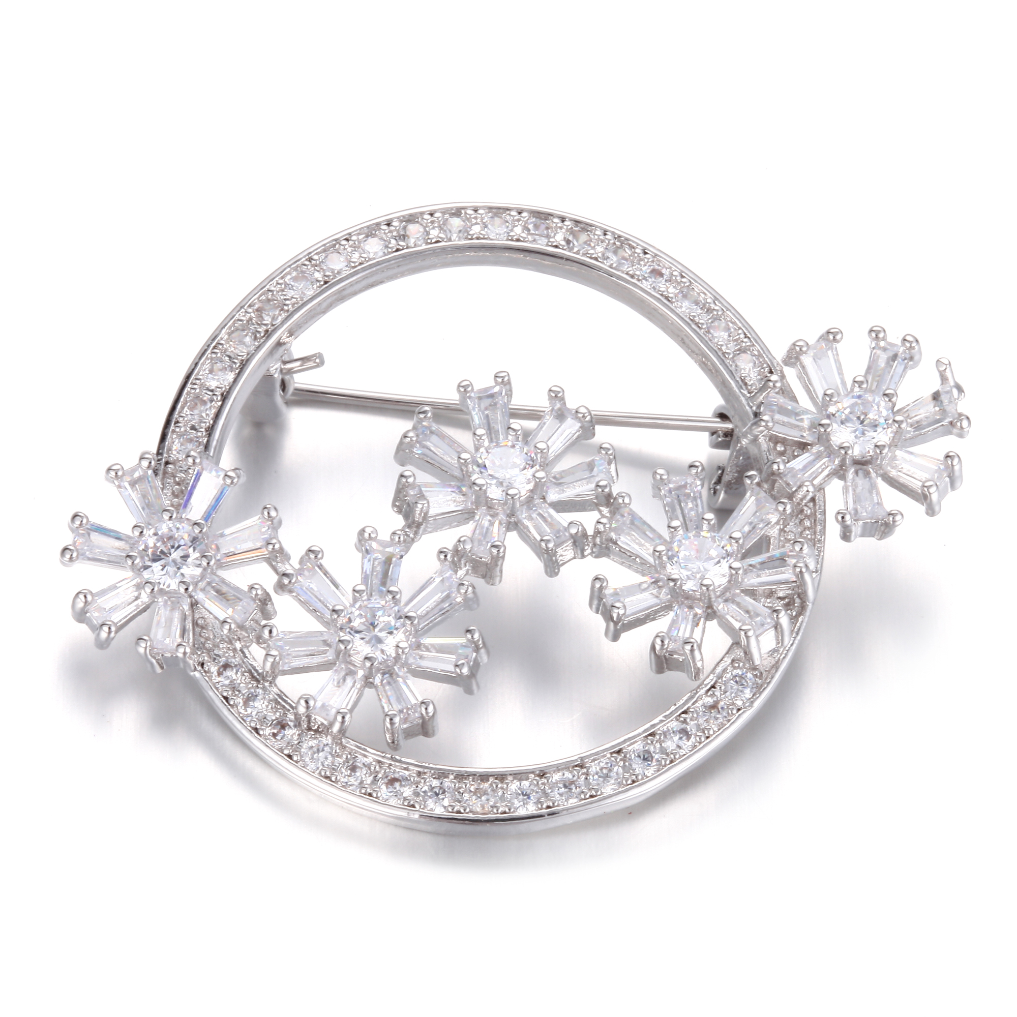 Buy HONGHONG Cubic zirconia Flower Brooches Pins For Women High Quality