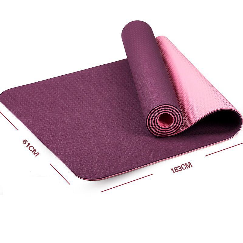 Buy tpe yoga mat two-color protection tasteless 6MM thickened widened ...