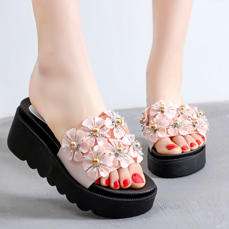 Buy Floor muffin sole slippers Women Zenggao slippers Korean version ...