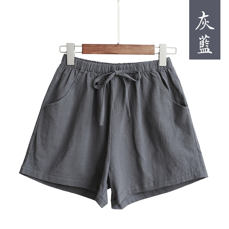 Buy High-waisted cotton shorts women Xia linen loose thin korean style ...