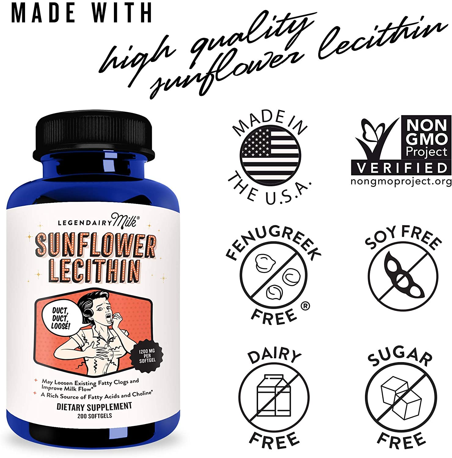 Buy [100 Authentic] Legendairy Milk® Sunflower Lecithin, 1200mg of