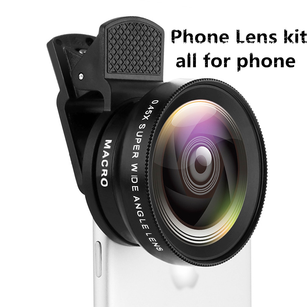 Buy Wide Angle Macro Fisheye Lens Camera Kits Mobile Phone Fish Eye Lenses with Clip 0.45x for