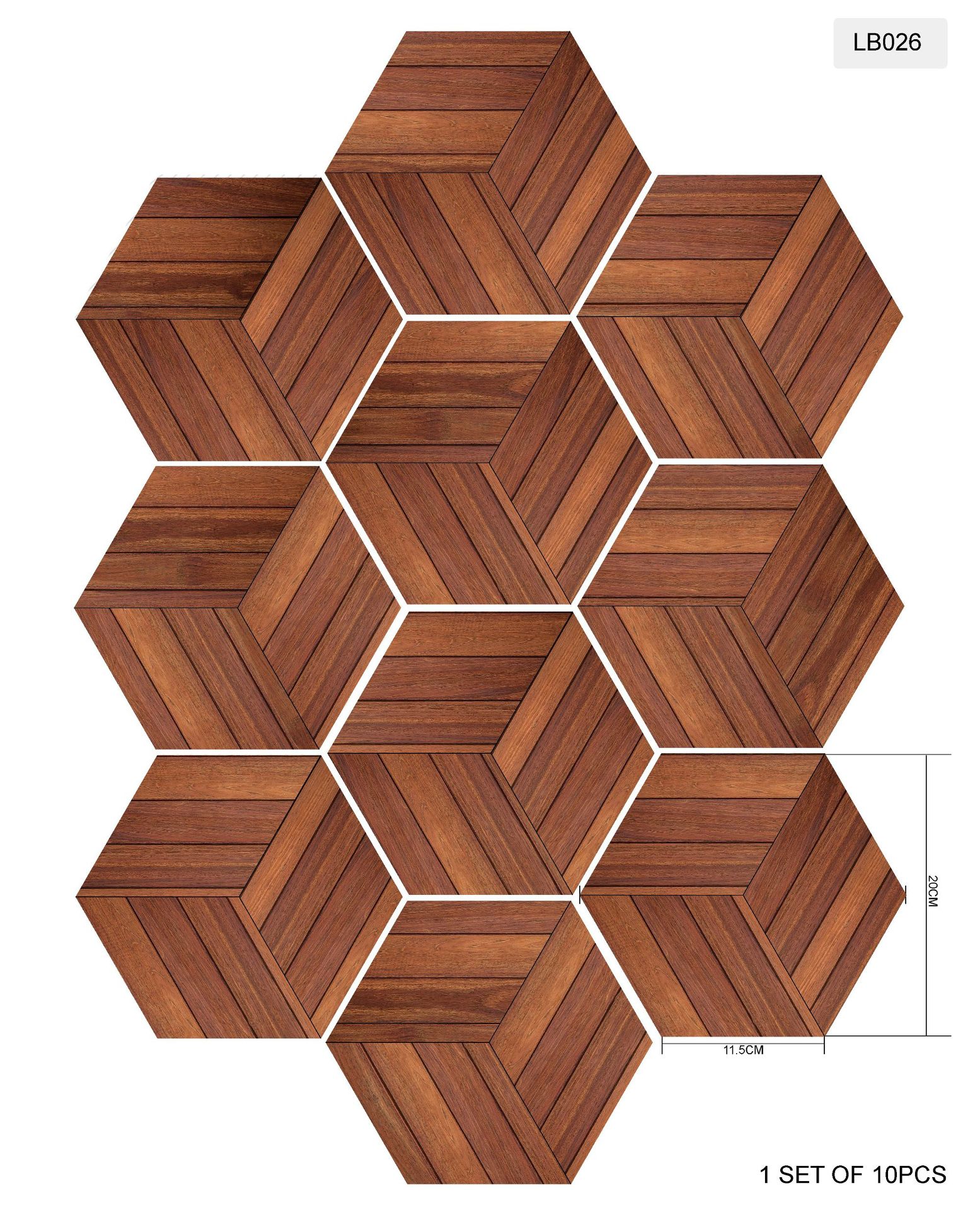 Buy Dreamer House 20*23cm New creative deep wood pattern hexagonal tile
