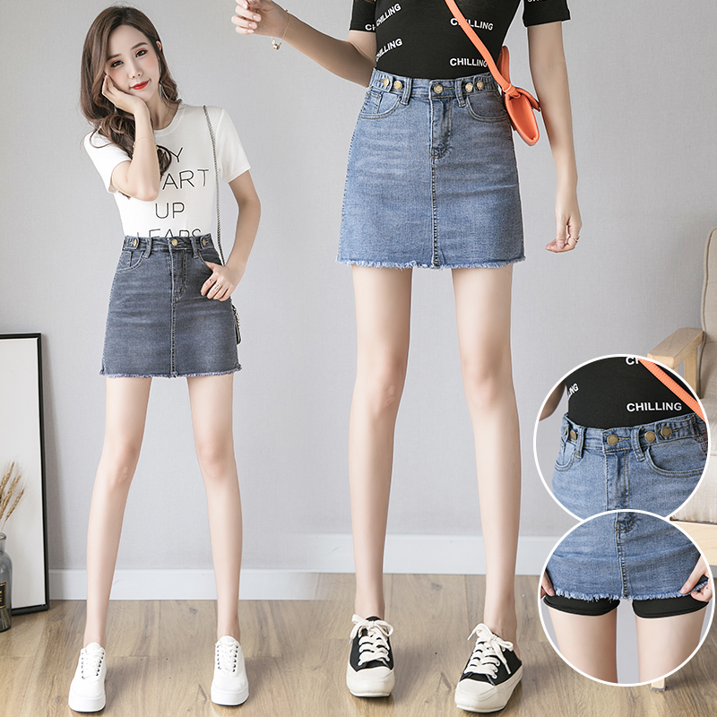 Buy Good quality highwaistdenim skirt female aword summer show thin