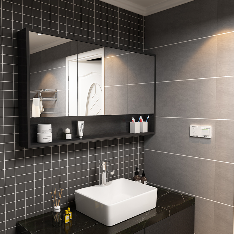 Buy Nordic Multilayer Solid Wood Bathroom Face Wash Mirror Cabinet