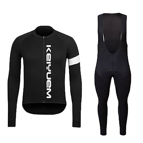 Buy KEIYUEM Long Sleeve Cycling Jersey with Bib Tights - Black Green ...