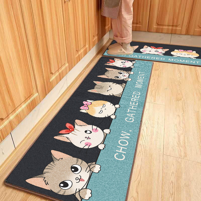 Buy Kitchen floor mat cute cartoon anti-slip water long strip anti-oil mat  waterproof home dirty kitchen carpet full floor on ezbuy SG