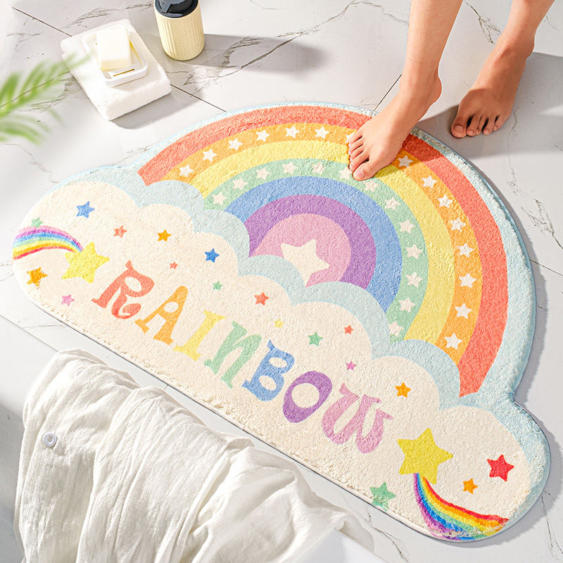 Buy Semicircular rainbow bathroom entrance mats absorbent toilet door