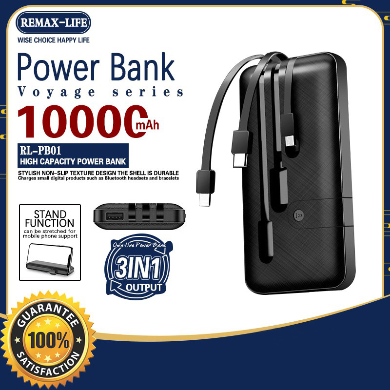 Buy Remax Rl Pb01 10000mah Power Bank With Built In 3 In 1 Cable Output 2a With Led Digital Display For Iphone 11 Samsung Xiaomi Powerbank On Ezbuy Sg