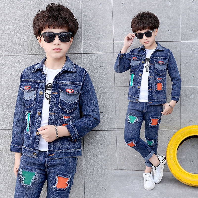 Buy Boys' denim jackets and pants 5-15 yearolds middle-sized children's ...