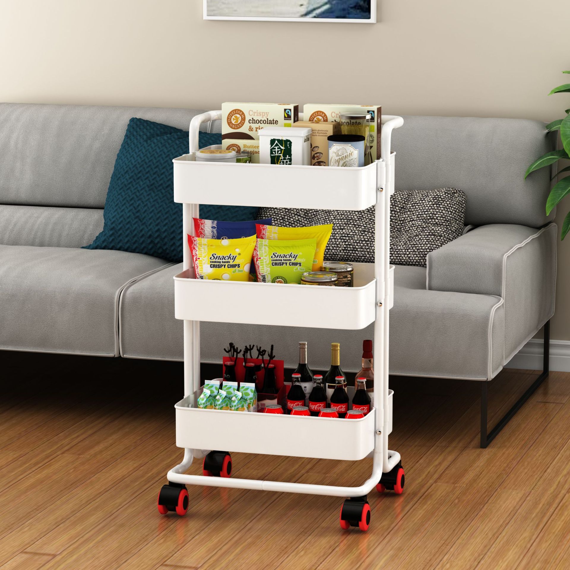 Buy Home kitchen rack threestory mobile trolley bathroom storage shelf